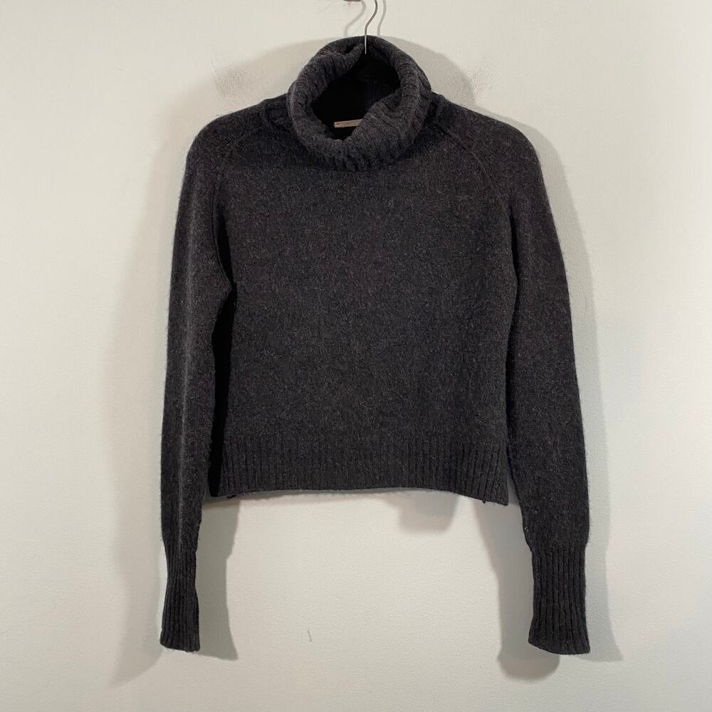 Knit Brand Women Charcoal Grey Turtleneck 100% Cashmere Sweater